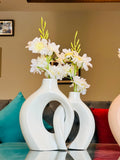 Couple Vase With Flowers (Set of 2-Pieces)